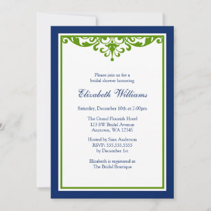 Invitación Los azules marinos y el verde prosperan la ducha