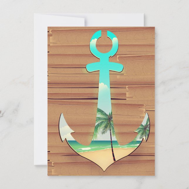 Invitación Los barcos anclan en un paseo marítimo (Reverso)