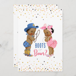 Invitación Los bebés de etnia Boots O Bows Revelan Género