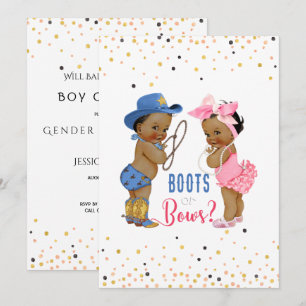 Invitación Los bebés de etnia Boots O Bows Revelan Género