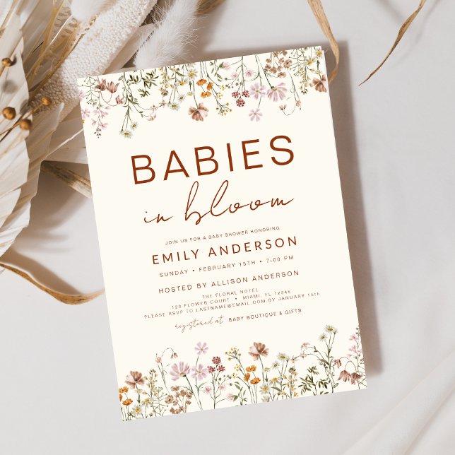 Invitación Los bebés de flores silvestres de Boho Twins en un (Subido por el creador)
