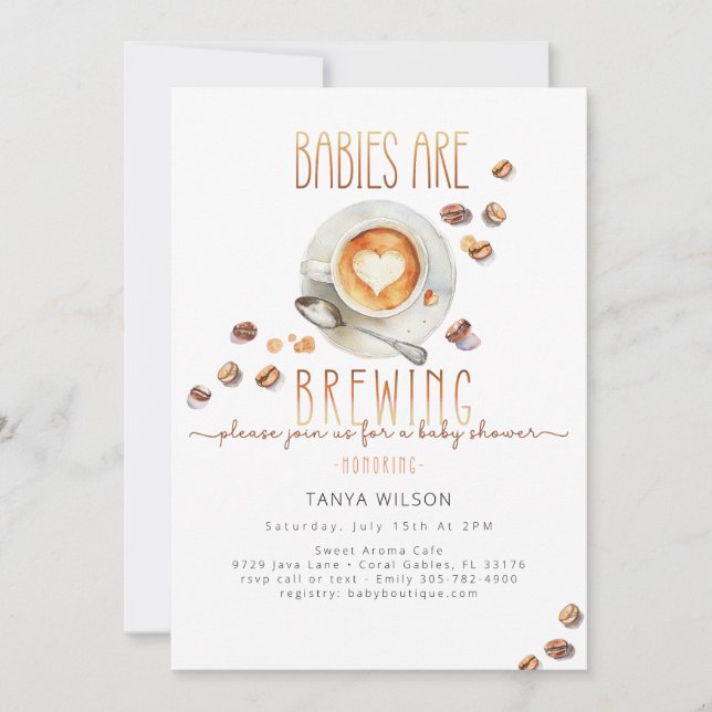 Invitación Los bebés están preparando Baby Shower de café gem (Anverso)