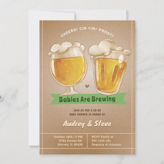Invitación Los Bebés Están Preparando Baby Shower De Cerveza  (Anverso)