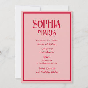 Invitación Los Besos Franceses Desean el Cumpleaños de París