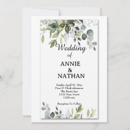 Invitación Los brotes de amor: un Boda de energía verde eucal