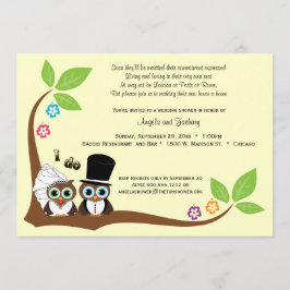 Invitación Los búhos del árbol de novia y del novio que casan