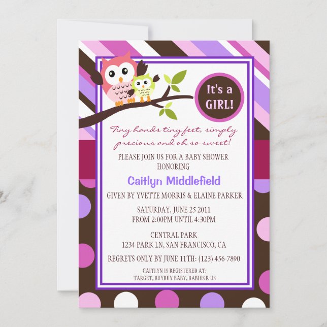 Invitación Los búhos modernos Baby Shower invitan (Anverso)