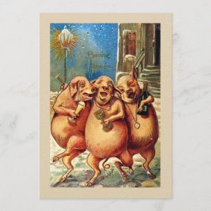 Invitación Los cerdos franceses celebran la cosecha de Año Nu