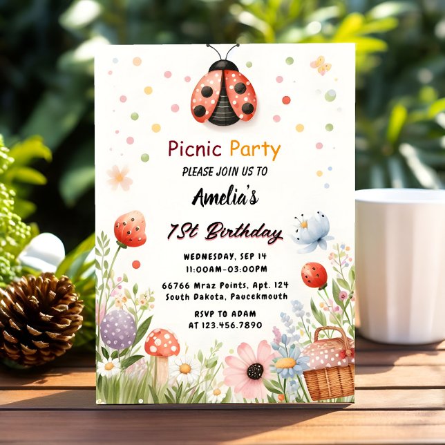 Invitación Los Chicas adoran el picnic de toro Polka Dot 1er  (Subido por el creador)