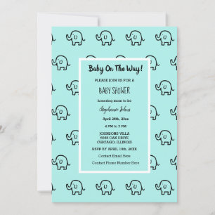 Invitación Los Chicas de Baby Shower con patrones de elefante