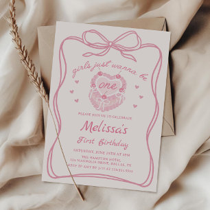 Invitación Los Chicas De Bow Rosado Solo Quieren Ser Un Cumpl