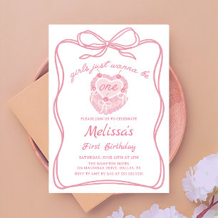 Invitación Los Chicas De Bow Rosado Solo Quieren Ser Un Cumpl