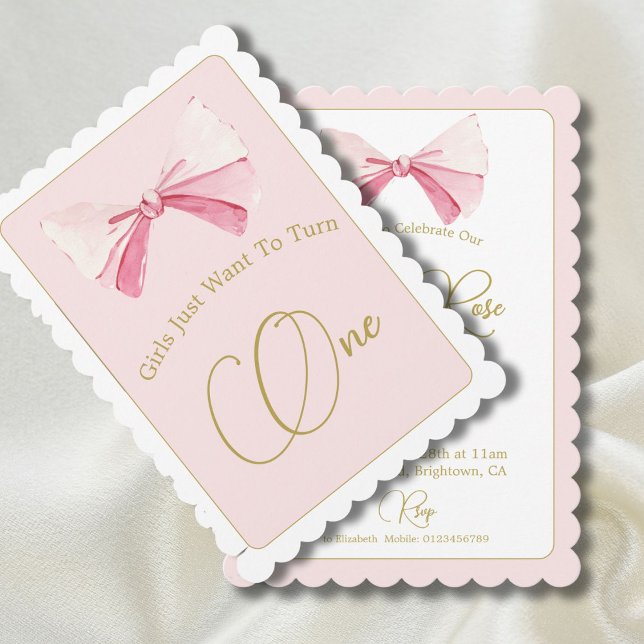 Invitación Los Chicas del primer cumpleaños solo quieren rosa (Subido por el creador)