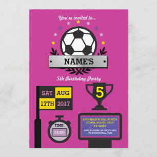 Invitación Los chicas que el cumpleaños del fiesta del fútbol