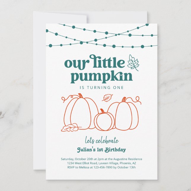 Invitación Los chicos azuzan nuestra pequeña calabaza primera (Anverso)