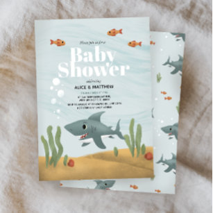 Invitación Los chicos cute el Baby Shower del tiburón marino 