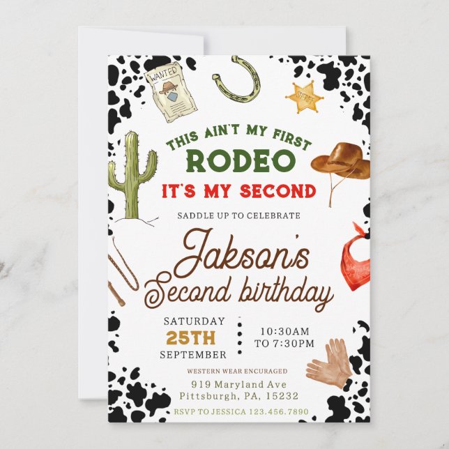 Invitación Los chicos no son mi primer Rodeo Cowboy segundo c (Anverso)