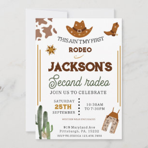 Invitación Los chicos no son mi primer Rodeo Cowboy segundo c
