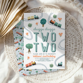 Invitación Los chicos recortan dos trenes azules Viajan en se