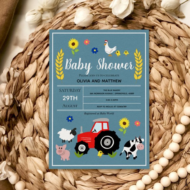 Invitación Los chicos recortan el Baby Shower de la granja ru (Subido por el creador)