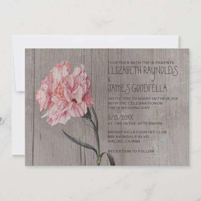 Invitación Los claveles rusos invitan a bodas (Anverso)