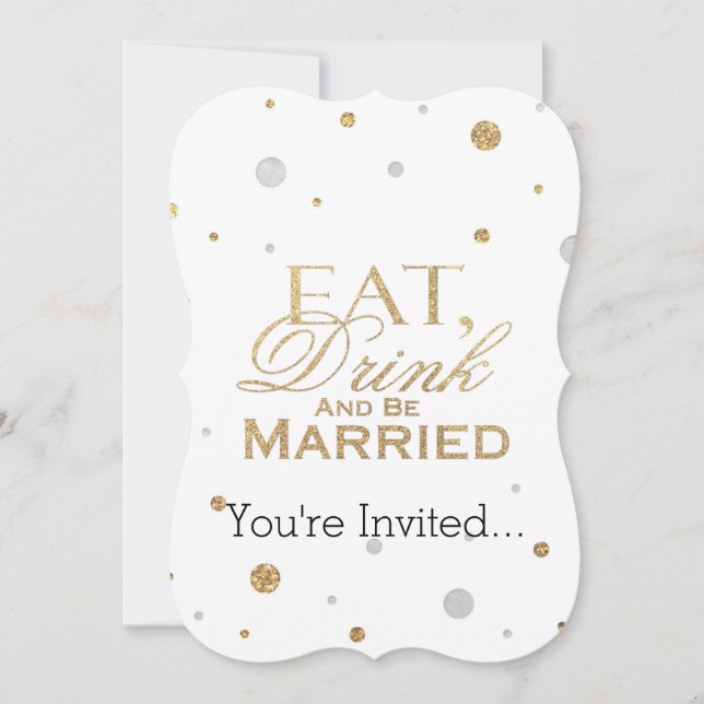 Invitación Los Confetti de oro se toman y se casan (Anverso)