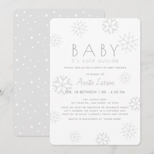 Invitación Los copos de nieve beben su Baby Shower frío y gri