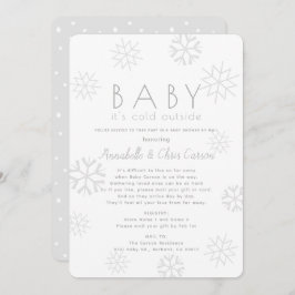 Invitación Los copos de nieve beben su Baby Shower gris frío 