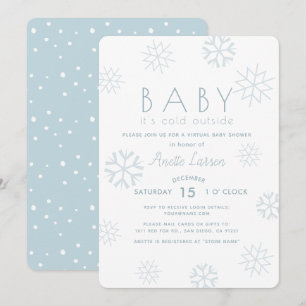 Invitación Los copos de nieve beben su Baby Shower virtual az