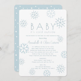Invitación Los copos de nieve beben su frío Baby Shower azul 