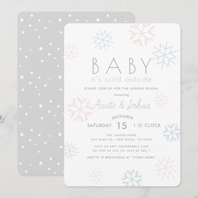 Invitación Los copos de nieve beben su frío fuera de la revel (Anverso / Reverso)