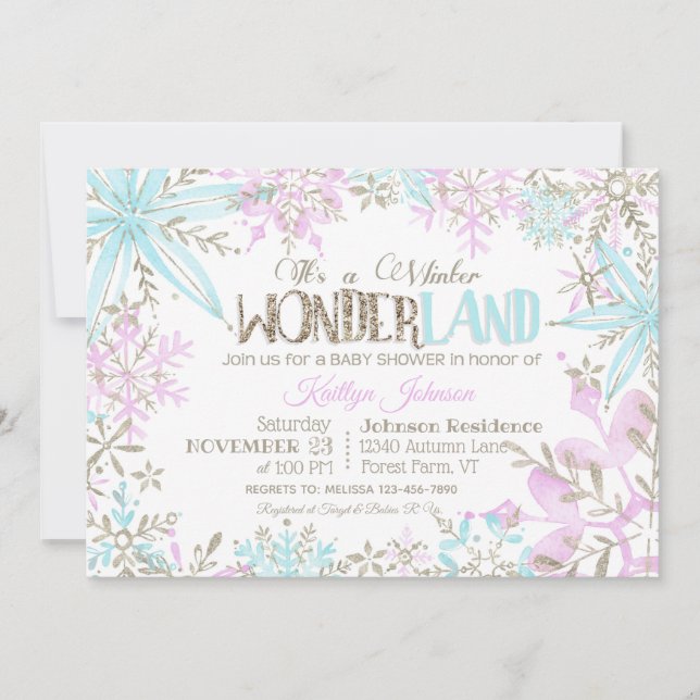 Invitación Los copos de nieve de Winter Wonderland chisporrot (Anverso)