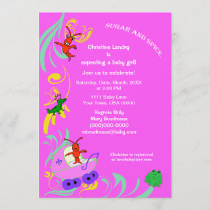 Invitación Los Critters lindos de Cajun es un chica Baby