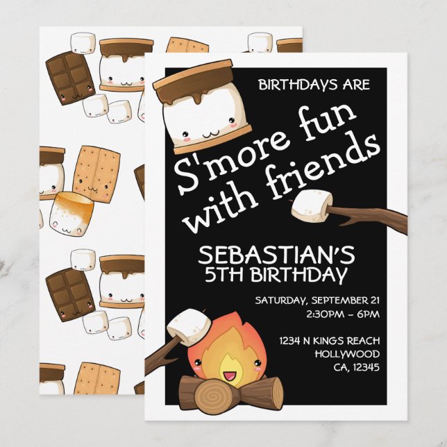 Invitación Los cumpleaños son más divertidos con los amigos m (Anverso / Reverso)