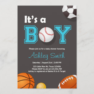 Invitación Los deportes Baby Shower invitan su a un marrón