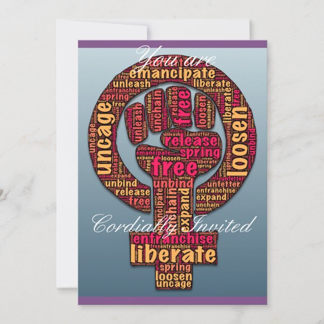 Invitación los derechos de las mujeres se elevan primero, tru (Anverso)