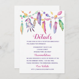 Invitación Los detalles del Boda Boho muestran el morado indi