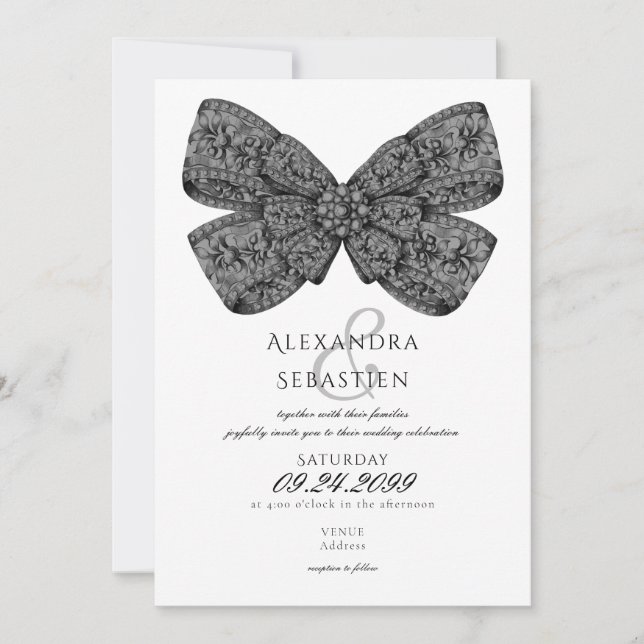 Invitación Los diamantes de época doblan el guión de Boda bla (Anverso)