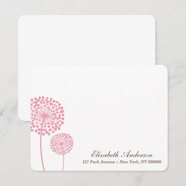 Invitación Los dientes de león rosados dulces le agradecen (Anverso / Reverso)