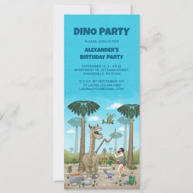 Invitación Los dinosaurios conocen a la Edad de Piedra (Anverso)