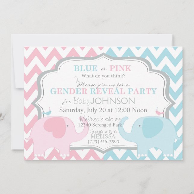 Invitación Los elefantes rosados o azules y el género de (Reverso)