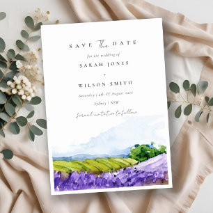 Invitación Los Elegantes Campos De Lavanda De Acuarela Ahorra