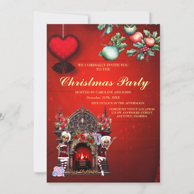 Invitación Los elfos esperan con ansias a los Navidades. (Anverso)