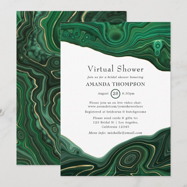 Invitación Los estratos de malaquita y oro agitan la ducha vi (Anverso / Reverso)