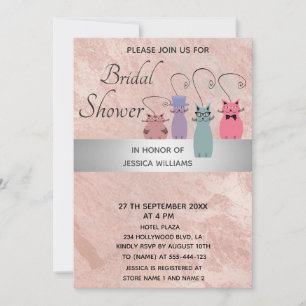 Invitación Los gatos brillantes y graciosos subió mármol dora
