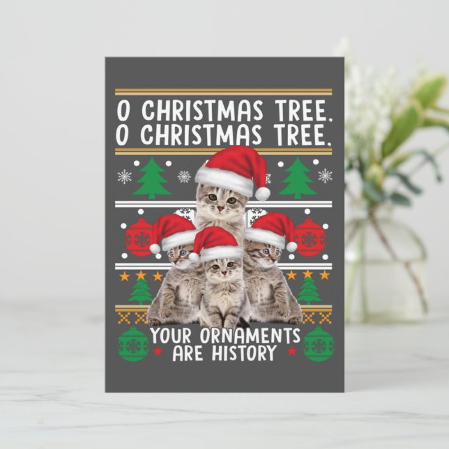 Invitación Los gatos Navidades Shirny Ornaments Familia Pajam (Anverso de pie)