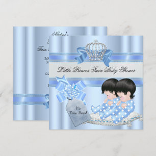 Invitación Los gemelos Baby Shower Boys Blue Little Prince Cr