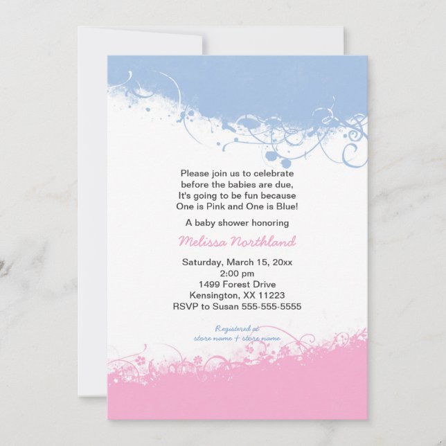 Invitación Los gemelos Baby Shower del muchacho y del chica (Anverso)