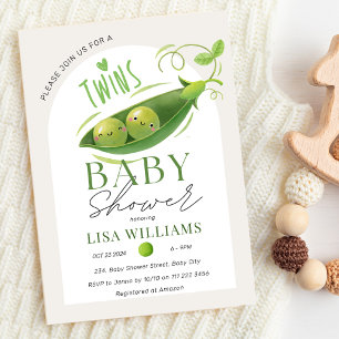 Invitación Los gemelos Baby Shower peas en los Chicas neutral