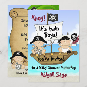 Invitación Los gemelos cortan el pequeño pirata de Baby Showe